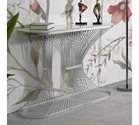 Dmora - Console RioDoce, Table Polyvalente, Armoire de Rangement, Bureau du Couloir, 120x35 h79 cm, Argent