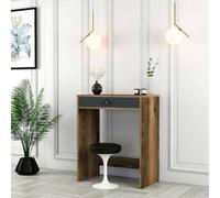 Dmora - Console Solstice, Table polyvalente, Armoire de rangement, Bureau du couloir, 70x85 h40 cm, Noyer et Anthracite