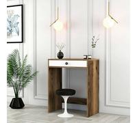 Dmora - Console Solstice, Table polyvalente, Armoire de rangement, Bureau du couloir, 70x85 h40 cm, Noyer et Blanc