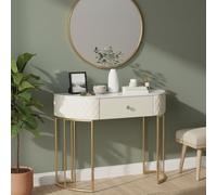 Dmora - Console Tapajos, Table Polyvalente, Armoire de Rangement, Bureau du Couloir, 100x40 h75 cm, Blanc et Or
