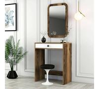Dmora - Console Ursa, Table polyvalente, Armoire de rangement, Bureau du couloir, 70x85 h40 cm, Noyer et Blanc