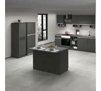 Dmora - Cuisine complète Armand, Ensemble avec garde-manger, Meuble de kitchenette, Kit bloc avec îlot et porte-frigo, 100% Made in Italy, Anthracite et Ardoise