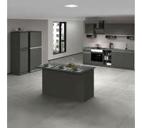 Dmora - Cuisine complète Armand, Ensemble avec Garde-Manger, Meuble de kitchenette, Kit Bloc avec îlot et Porte-frigo, 100% Made in Italy, Anthracite et Ardoise