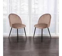 Dmora - Ensemble de 2 chaises Stinson, Fauteuil recouvert de Velours, Chaise de Salle à Manger rembourrée, Siège de réunion, 51x54h82 cm, Gris