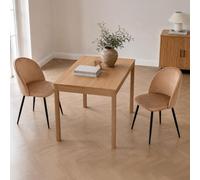 Dmora - Ensemble de 2 chaises Stinson, Fauteuil recouvert de Velours, Chaise de Salle à Manger rembourrée, Siège de réunion, 51x54h82 cm, Sable