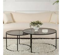 Dmora - Ensemble de 2 Tables Basses Ragalna, Table Basse, Porte-revues pour canapé, Etagère de Salon, 80x80 h43 cm, Noir et Gris