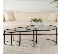 Dmora - Ensemble de 3 Tables Basses Carugate, Table Basse, Porte-revues pour canapé, Etagère de Salon, 80x80 h43 cm, Noir et Gris