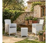 Dmora - Ensemble de Salon d'extérieur Jupiter, Ensemble de Jardin avec Coussins, Ensemble de Salon d'intérieur Effet rotin, 100% Made in Italy, Blanc