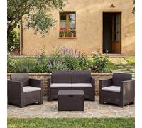 Dmora - Ensemble de Salon d'extérieur Venere, Ensemble de Jardin avec Coussins, Ensemble de Salon d'intérieur Effet rotin, 100% Made in Italy, Marron