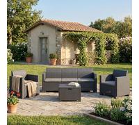 Dmora - Ensemble de Salon d'extérieur Venus, Salon de Jardin avec Coussins, Salon d'intérieur Effet rotin, 100% Made in Italy, Anthracite