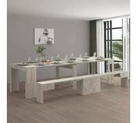 Dmora - Ensemble Table et chaises Crispin, Composition Polyvalente, Ensemble avec Console et 1 Banc Extensible, 100% Made in Italy, 66x25h45 cm, Ciment