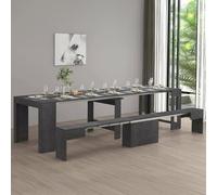 Dmora - Ensemble Table et chaises Crispin, Composition Polyvalente, Ensemble avec Console et 1 Banc Extensible, 100% Made in Italy, 66x25h45 cm, Ardoise