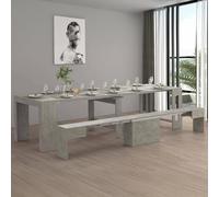 Dmora - Ensemble Table et chaises Crispin, Composition Polyvalente, Ensemble avec Console et 1 Banc Extensible, 100% Made in Italy, 66x25h45 cm, Gris