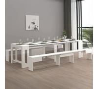Dmora - Ensemble Table et chaises Eric, Composition Polyvalente, Ensemble avec Console et 2 bancs Extensibles, 100% Made in Italy, 66x25h45 cm, Blanc Brillant