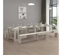 Dmora - Ensemble Table et chaises Eric, Composition Polyvalente, Ensemble avec Console et 2 bancs Extensibles, 100% Made in Italy, 66x25h45 cm, Ciment