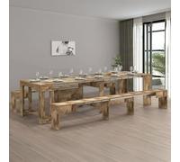 Dmora - Ensemble Table et chaises Eric, Composition Polyvalente, Ensemble avec Console et 2 bancs Extensibles, 100% Made in Italy, 66x25h45 cm, Érable