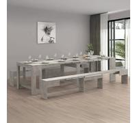 Dmora - Ensemble Table et chaises Eric, Composition Polyvalente, Ensemble avec Console et 2 bancs Extensibles, 100% Made in Italy, 66x25h45 cm, Gris