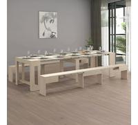 Dmora - Ensemble Table et chaises Eric, Composition Polyvalente, Ensemble avec Console et 2 bancs Extensibles, 100% Made in Italy, 66x25h45 cm, Olmo