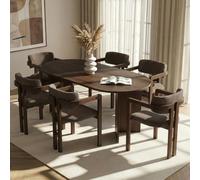 Dmora Ensemble table et chaises Manzanares marron noyer 6 places effet bou imensions table 180 x 90 h 75 cm
