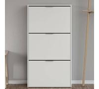 Dmora - Étagère à chaussures Escondido, Armoire à chaussures avec 3 portes pliantes, Armoire double capacité pouvant accueillir jusqu'à 18 paires de chaussures, 60x22h113 cm, Blanc brillant