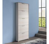 Dmora - Étagère à chaussures Margherita, Meuble d'entrée polyvalent avec 5 portes pliantes, Meuble à chaussures moderne, 100% Made in Italy, 67x18h184 cm, Mélèze