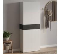 Dmora - Étagère à Chaussures Moris, étagère à Chaussures Peu encombrante à 5 Portes, Armoire d'entrée multifonctionnelle, 76x38h200 cm, Blanc et Ardoise