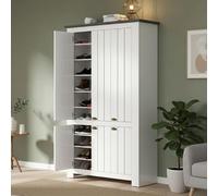 Dmora - Étagère à Chaussures Tazio, étagère à Chaussures Peu encombrante avec 6 Portes, Armoire d'entrée multifonctionnelle, 114x42h200 cm, Blanc et Ardoise