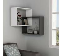 Dmora - Étagère murale Alniyat, Étagère, Tablette murale, Rayonnage polyvalent, 68x60h68 cm, Blanc et anthracite