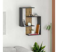 Dmora - Étagère Seren, étagère, étagère Murale, étagère Polyvalente, 64x22h85 cm, Anthracite et chêne