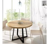 Dmora Fixe Carone, Multi-usages, Table Ronde de Cuisine ou Salle à Manger, 120 x 120 x 75 cm, chêne Noeuds