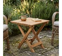 Dmora Galaxion Table d'appoint Pliante pour extérieur, 40 x 40 x 40 cm, Marron, 2 Places, Finition Effet Lattes