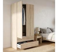 Dmora - Garde-robe 2 portes Burbank, armoire de chambre à 2 tiroirs, Armoire avec tringle à vêtements, 81x52h180 cm, Chêne