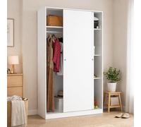 Dmora - Garde-Robe 2 Portes Denali, Cintre pour Chambre à Coucher, Armoire à Portes coulissantes, 120x50h204 cm, Blanc