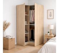Dmora - Garde-Robe 2 Portes Elgon, Armoire d'angle pour Chambre à Coucher, Armoire d'angle, 91x93h184 cm, 91x93h184 cm, Chêne