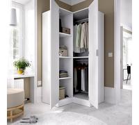 Dmora - Garde-Robe 2 Portes Elgon, Armoire d'angle pour Chambre à Coucher, Armoire d'angle, 91x93h184 cm, Blanc