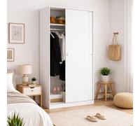 Dmora - Garde-Robe 2 Portes Kilimangiaro, Cintre pour Chambre à Coucher, Armoire Polyvalente, 100x50h204 cm, Blanc