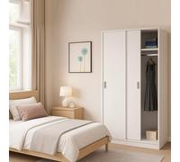Dmora - Garde-Robe 2 Portes Lansing, Armoire de Chambre, Armoire avec étagère et Tringle à vêtements, 100x50h200 cm, Blanc