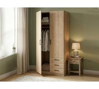 Dmora - Garde-Robe 2 Portes Mare, Meubles de Chambre, Penderie de Plain-Pied, Placard à vêtements, 99x50 h200 cm, Chêne Clair