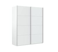 Dmora - Garde-robe 2 portes Ponce, Armoire de chambre, Armoire avec tringle à vêtements et 2 étagères, 150x60h200 cm, Blanc brillant