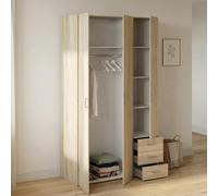 Dmora - Garde-robe 3 portes Suzette, Meubles de chambre, Penderie de plain-pied, Placard ? v?tements, 116x50 h200 cm, Ch?ne