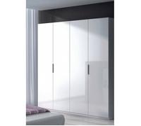 Dmora - Grande armoire Knoxville, 180x52h200 cm, blanche, Panneau effet bois