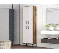 Dmora - Grande Armoire Polyvalente Alphard, Meubles multifonctionnels, Casier à Chaussures, Support à Chaussures pour Armoire, 60x35h200 cm, Noyer et Blanc