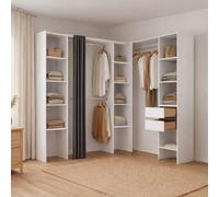 Dmora - Grande Garde-Robe Bestone, Meubles de Chambre, Penderie de Plain-Pied, Placard à vêtements, 234x141 h205 cm, Blanc