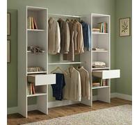 Dmora - Grande Garde-Robe Blossberg, Meubles de Chambre, Penderie de Plain-Pied, Placard à vêtements, 160x50 h185 cm, Blanc