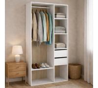 Dmora - Grande Garde-Robe Borla, Meubles de Chambre, Penderie de Plain-Pied, Placard à vêtements, 98x45 h205 cm, Blanc et Chêne Clair