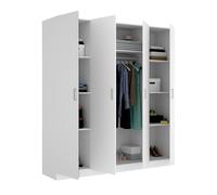 Dmora - Grande Garde-Robe Bove, Cintre pour Chambre à Coucher, Armoire avec 4 Portes battantes, 200x52h215 cm, Blanc