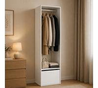 Dmora - Grande Garde-Robe Braiola, Meubles de Chambre, Penderie de Plain-Pied, Placard à vêtements, 60x45 h205 cm, Blanc et Chêne Clair