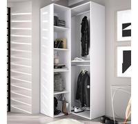 Dmora - Grande Garde-Robe Brandberg, Meubles de Chambre, Penderie de Plain-Pied, Placard à vêtements, 85x85 h205 cm, Blanc et Chêne Clair