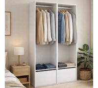 Dmora - Grande Garde-Robe Brealone, Meubles de Chambre, Penderie de Plain-Pied, Placard à vêtements, 120x45 h205 cm, Blanc et Chêne Clair