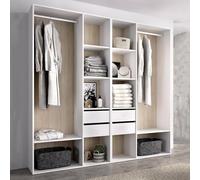 Dmora - Grande Garde-Robe Brento, Meubles de Chambre, Penderie de Plain-Pied, Placard à vêtements, 196x45 h205 cm, Blanc et Chêne Clair